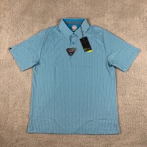 Callaway Men's M Blue Geometric Opti-Dri Swing Tech Short Sleeve Golf Polo Shirt